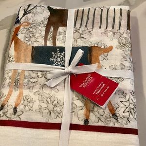 Brand new Williams Sonoma Reindeer tablecloth